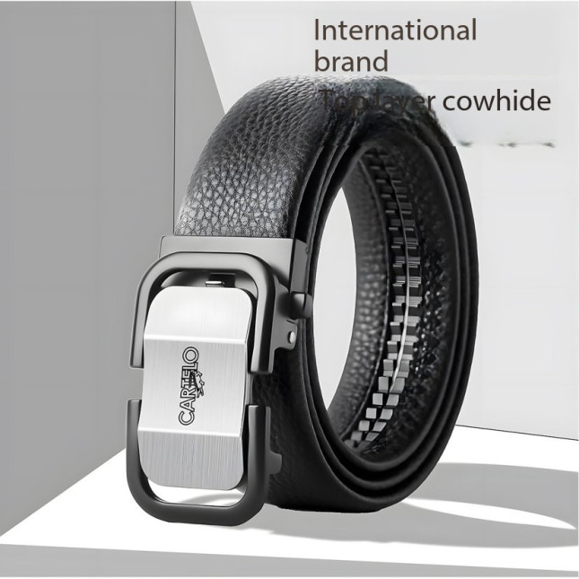 Cartelo Black Cowhide Leather Ratchet Belt MZD30852